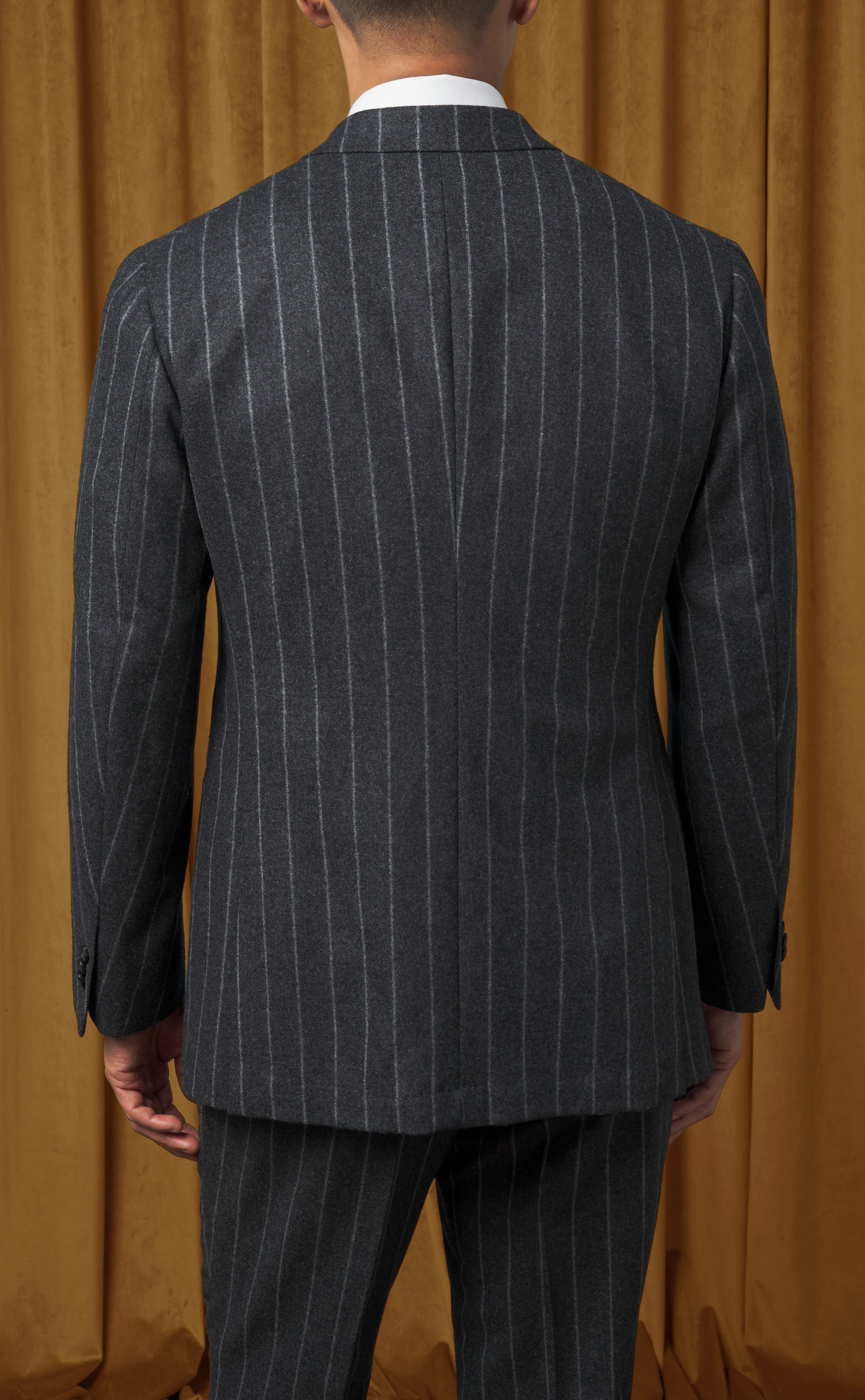 Charcoal Chalk Stripe Flannel Moro Suit